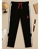 3PIN Cotton Knit Ribbed Waist Side Tape A Text Patch Detailed Track Pants - Black