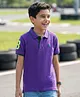 Pine Kids Cotton Knit Half Sleeves Solid Polo T-Shirt - Purple
