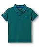 Pine Kids Cotton Knit Half Sleeves Polo T-Shirt with Number Embroidery - Green
