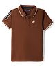 Pine Kids Cotton Knit Half Sleeves Polo T-Shirt with Horse   Embroidery - Brown