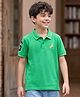 Pine Kids Cotton Knit Half Sleeves Polo T-Shirt & Text Embroidery - Light Green