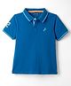 Pine Kids Cotton Knit Half Sleeves Polo T-Shirt with Number Embroidery - Blue