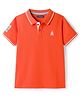Pine Kids Cotton Knit Half Sleeves Polo T-Shirt with Number Embroidery - Coral