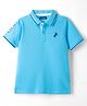 Pine Kids Cotton Knit Half Sleeves Polo T-Shirt with Number Embroidery - Light Blue