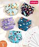 Babyhug Printed Reusable Cloth Diaper with Square Inserts Pack of 5 Free Size - Multicolor| Washable & Eco-friendly| Adjust to Suit Waist Size|Easy Snap Buttons|Soft & Skin Friendly| High Absorbency