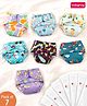 Babyhug Printed Reusable Cloth Diaper with Square Inserts Pack of 7 Free Size - Multicolor| Washable & Eco-friendly| Adjust to Suit Waist Size|Easy Snap Buttons|Soft & Skin Friendly| High Absorbency