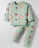 ToffyHouse Knitted Full Sleeves Co-ords T-Shirt & Lounge Pant Set With Animal Print - Green