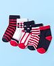 Cute Walk by Babyhug Knit Ankle Length Anti Bacterial Socks with Stripes & Star Design Pack of 5 - Red & Navy Blue