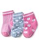 Cute Walk by Babyhug Knit Ankle Length Anti-Bacterial Striped Socks Heart & Polka Dot Design Pack Of 3 - Pink &