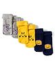 Cute Walk by Babyhug Knit Ankle Length Antibacterial Socks With Animal Design Pack Of 3 - Yellow Grey & Black