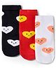 Cute Walk by Babyhug Knit Ankle Length Antibacterial Socks With Heart Design Pack Of 3 - Red Black & White