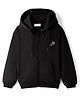Kookie Kids Looper Knit Full Sleeves Hooded Sweatjacket With Joy Print & Kangaroo Pockets - Black