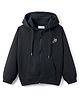 Kookie Kids Looper Knit Full Sleeves Hooded Sweatjacket with Kangaroo Pockets & Joy Text Print - Black