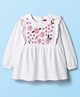 Babyhug 100% Cotton Knit Full Sleeves Top With Floral Embroidery - White