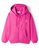 Kookie Kids Looper Knit Full Sleeves Hooded Sweatjacket With Joy Print & Kangaroo Pockets - Fuchsia