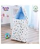 Purple Tots Muslin Carry Nest with Animal Print - White & Light Blue