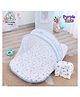 Purple Tots Muslin Baby Bedding Set & Mosquito Net with Animal Design - White & Light Blue