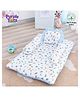 Purple Tots Muslin Baby Bedding Set with Animal Print - White & Light Blue