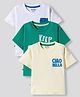 Bonfino 100% Cotton Knit Drop Shoulder Oversized Half Sleeves T-Shirts With Print in Back and Front Pack Of 3 - Green & White