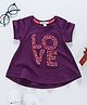 Memory Life Love Print Top - Purple