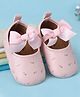 Babyoye Slip On Booties With Floral Print & Bow Applique - Pink