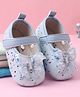 Babyoye Velcro Closure Booties with Butterfly Applique & Glitter Detailing - Blue