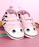 Babyoye Booties with Tiger Print and Velcro Closure - Pink