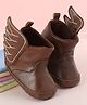 Babyoye Solid Color Booties with 3D Applique - Light Brown
