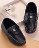 Cute Walk by Babyhug Solid Slip on Loafers With Applique - Black