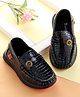 Cute Walk by Babyhug Loafer With Textured Design & Button Applique - Black
