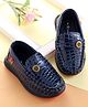 Cute Walk by Babyhug Loafer With Textured Design & Button Applique - Navy Blue