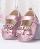 Cute Walk by Babyhug Velcro Closure Booties with Shimmer Floral Applique - Pink