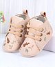 Cute Walk by Babyhug Slip On Booties With Leaf Embroidery - Khaki (Lace May Vary)