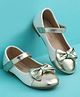Pine Kids Velcro Closure Closed Toe Ballerina with Bow Applique - Golden