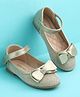 Pine Kids Velcro Closure Closed Toe Ballerina with Bow Applique - Golden