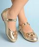 Pine Kids Velcro Closure Ballerina With Bow Applique - Golden