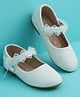 Pine Kids Velcro Closure Closed Toe Ballerina with Embroidery - White