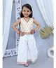 Junitos 100% Cotton Woven Sleeveless Gota Lace Embellished Top & Palazzo Set - White