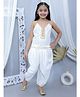 Junitos 100% Cotton Woven Sleeveless Gota Lace Embellished Top & Patiala Set - White