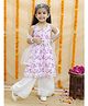 Junitos 100% Cotton Woven Sleeveless Floral Printed Gota Lace Embellished Kurta Sharara With Dupatta - Pink