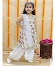 JuJunitos 100% Cotton Woven Sleeveless Floral Printed & Gota Lace Embellished Kurti Sharara With Dupatta Set - Brown