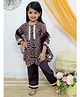 Junitos Cotton Woven Three Fourth Sleeves Floral Mandala Printed & Gota Lace Embellished Kurti Pant With Dupatta Set - Brown
