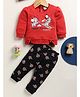 Annie Kids Cotton Knit Disney Chip N Dale Featuring Full Sleeves Characters Printed Winter Sweatshirt & Pant Set - Red