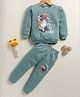 Annie Kids Cotton Knit Disney Bambi Featuring Full Sleeves Thumper Printed Winter Sweatshirt & Joggers Set - Light Green