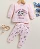 Annie Kids Cotton Knit Disney Mickey & Friends Featuring Full Sleeves Characters Printed Winter Sweatshirt & Joggers Set - Pink