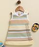 Annie Kids Sinker Knit Sleeveless Striped & Sunshine Text Printed Dress - Brown