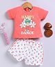 Annie Kids Lycra Knit Half Sleeves Floral Printed Top & Shorts Set - Pink
