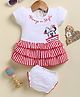 Annie Kids Sinker Knit Disney Mickey & Friends Featuring Half Sleeves Character Printed Dress With Bloomer - Red