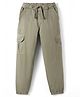 Kookie Kids Twill Woven Full Length Solid Color Joggers - Olive Green