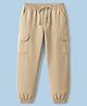 Kookie Kids Twill Woven Full Length Solid Color Joggers - Beige